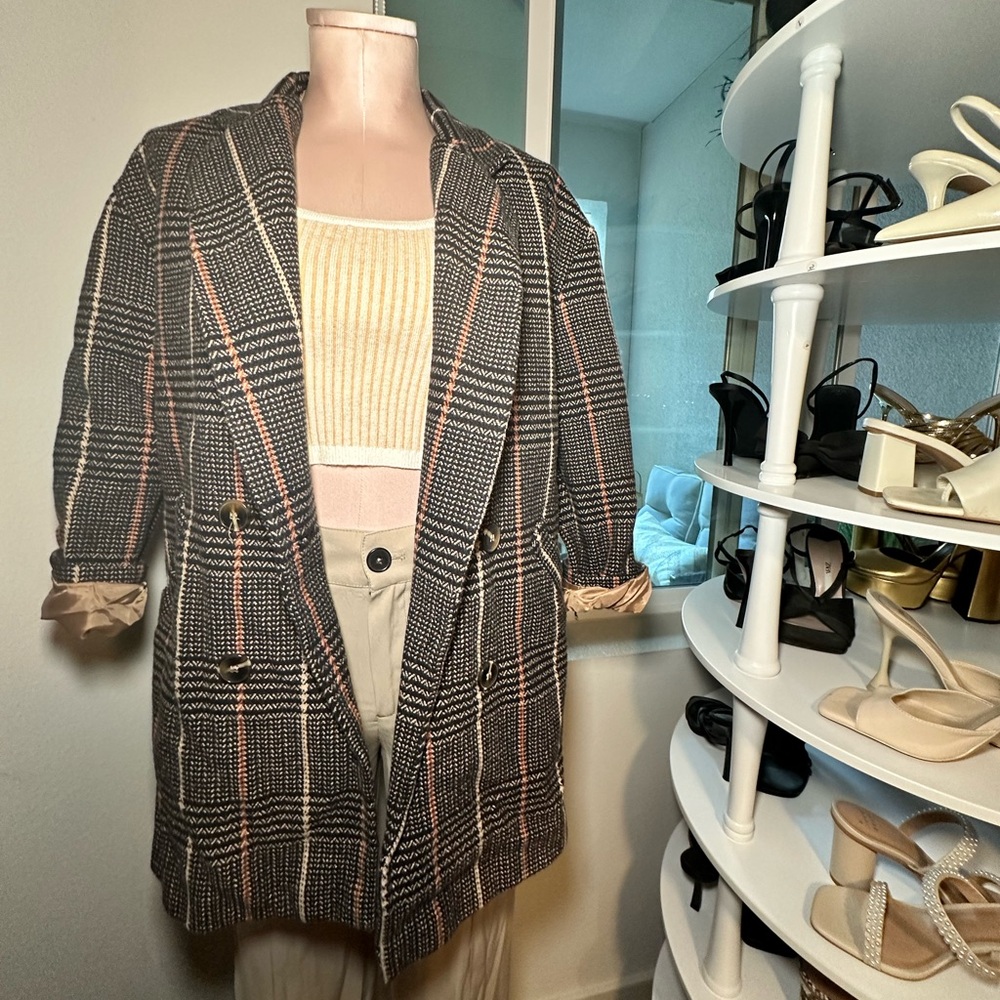 Boohoo cropped sleeve blazer coat